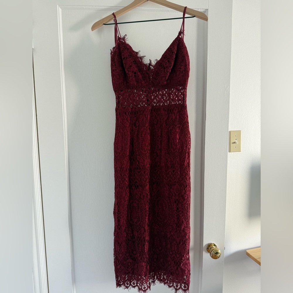 ASOS Burgundy Lace Midi Dress